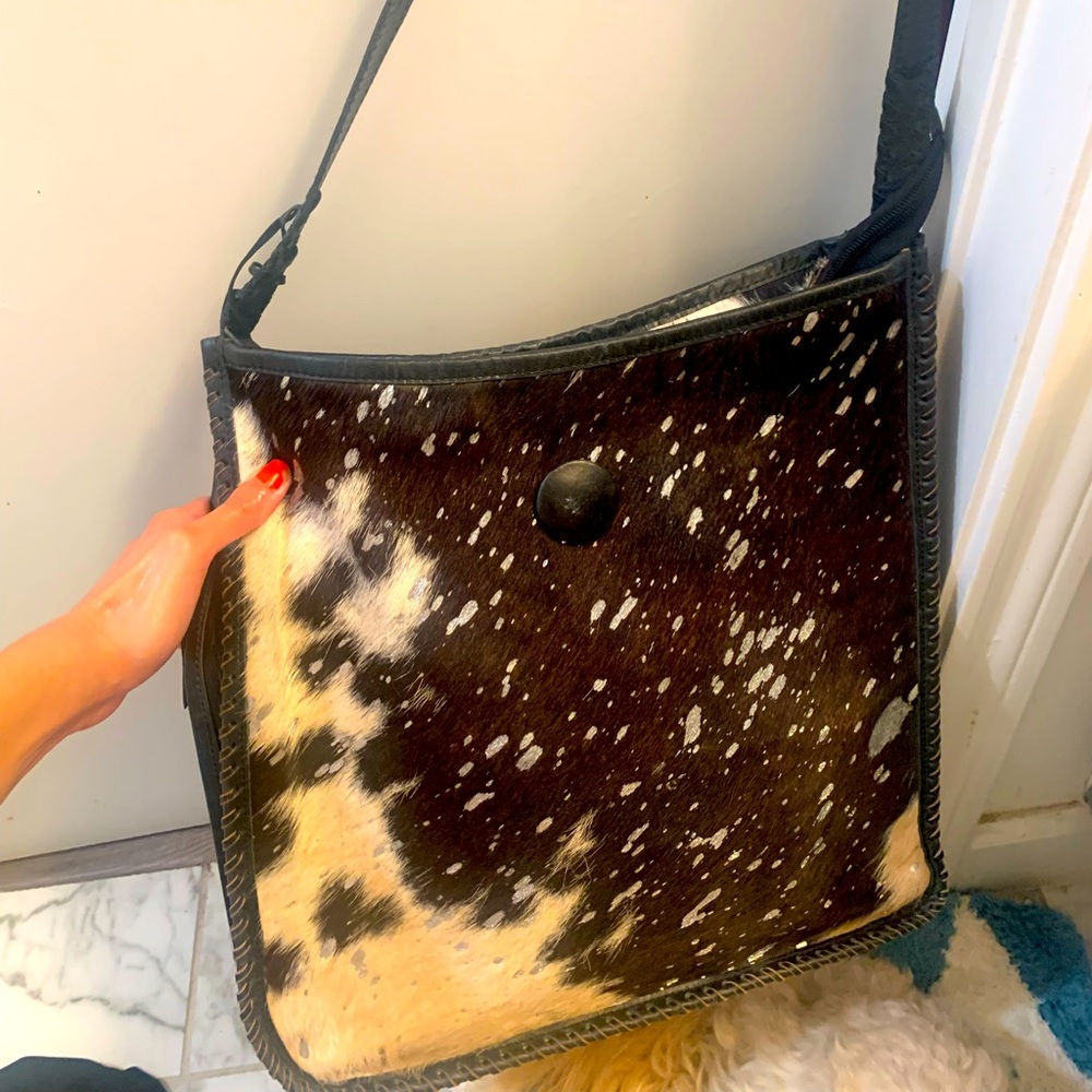 Cowgirl crossbody bag leather cowhide made in Texas